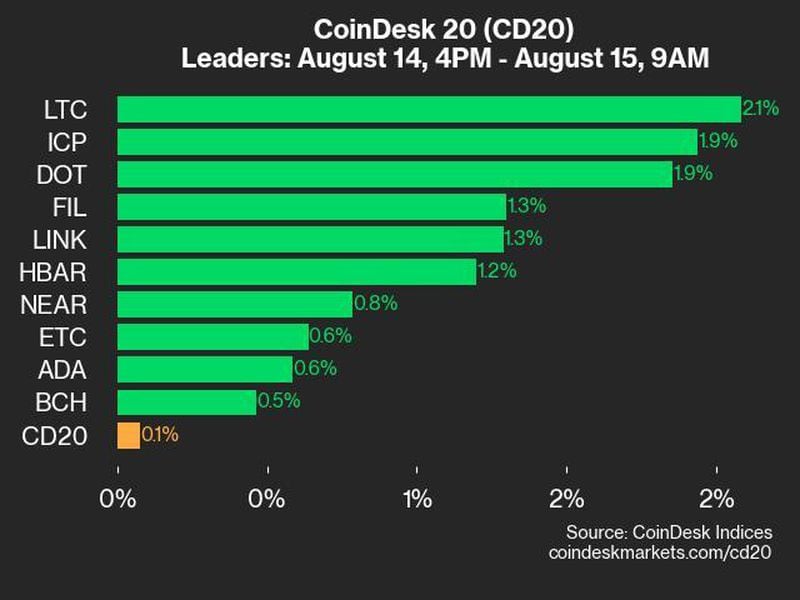 Coindesk-20-performance-update:-ltc-and-icp-take-the-lead-as-index-inches-higher