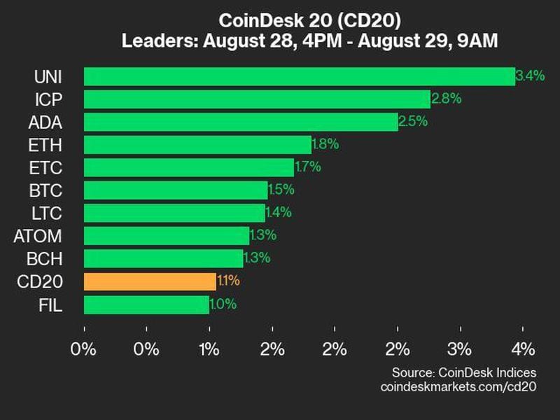 Coindesk-20-performance-update:-uni-and-icp-lead-gains-as-index-climbs-1.1%